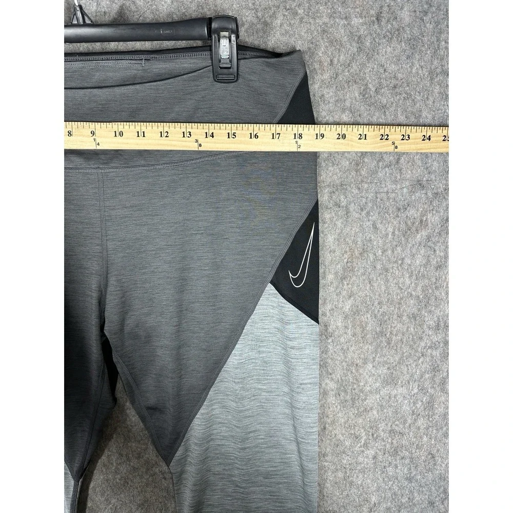 Nike Dri-FIT Womens 2X Gray Black‎ Colorblock Leggings DJ4430-010 Plus Size